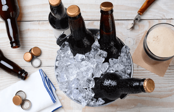 Beer bottles in bucket - serveware