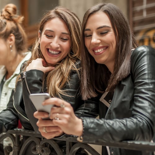 Women using mobile phone