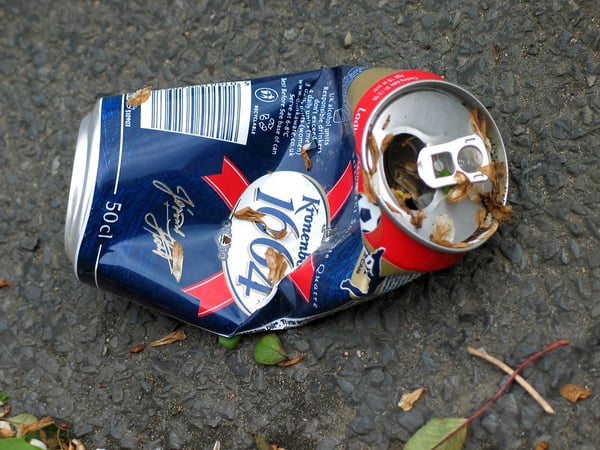 Crushed can of beer