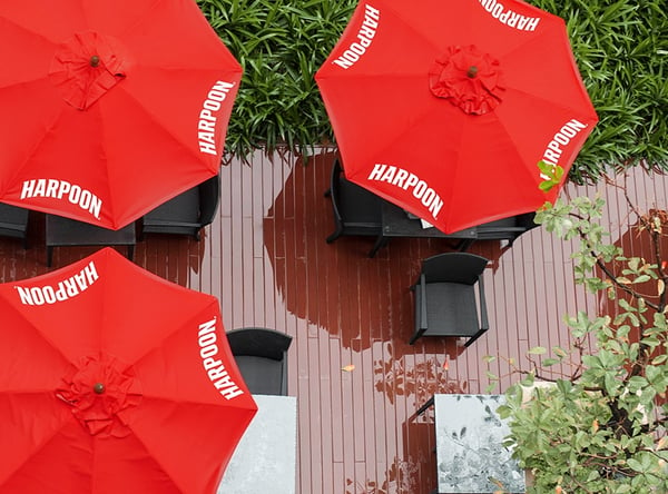 Harpoon branded patio umbrellas